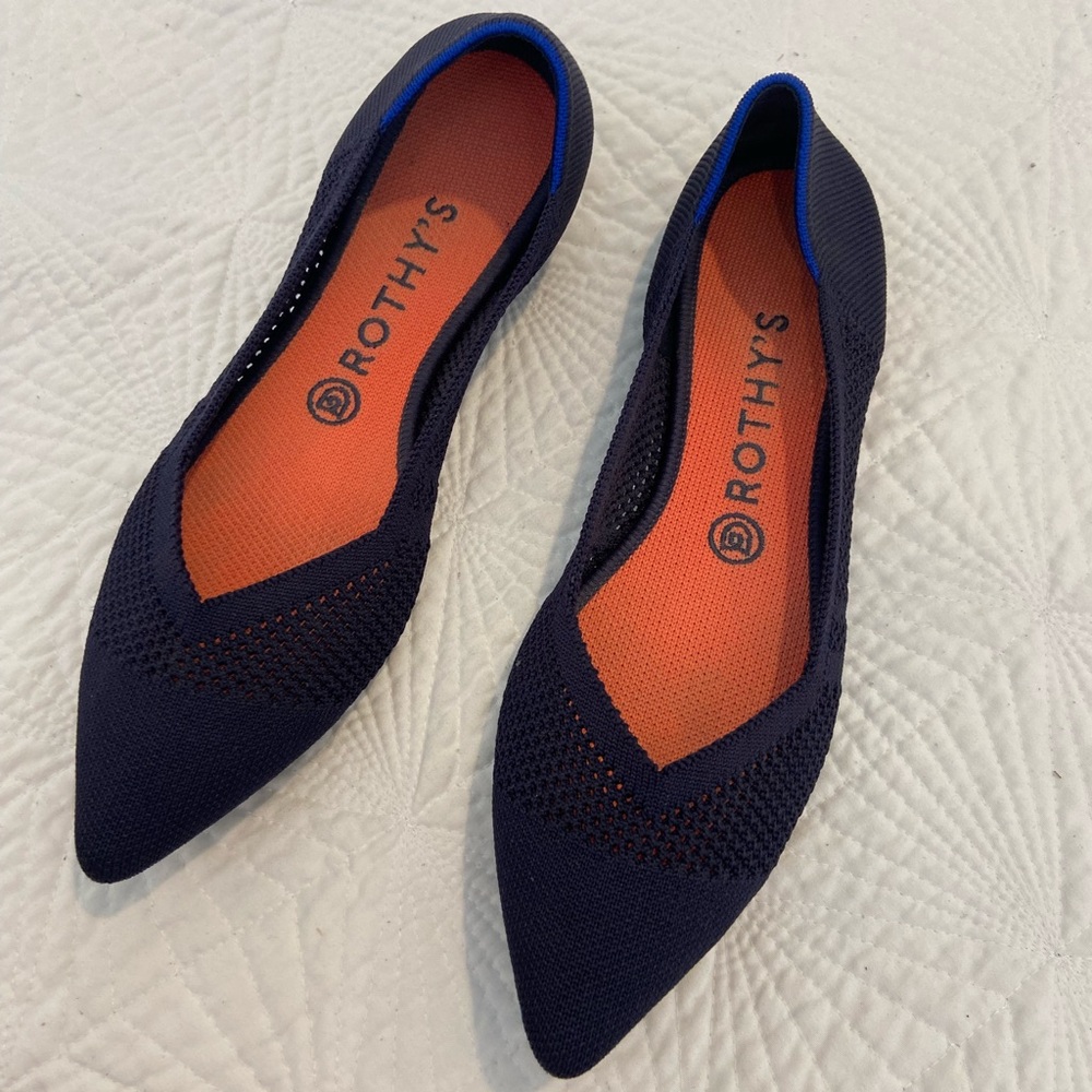 Rothy's Size 9 Women's Navy Blue The Point Slip On Pointed Comfort Flats
